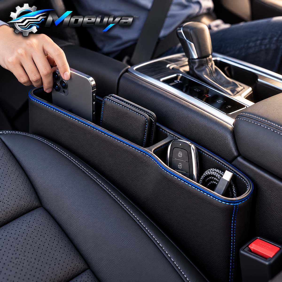 Moeuya™ Premium Car Seat Gap Organizer — in-use view