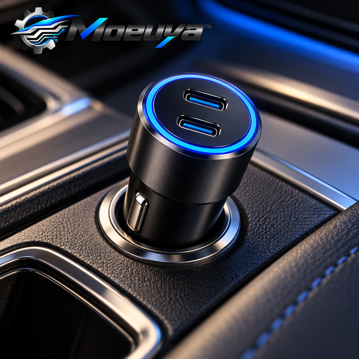 Moeuya™ Dual USB-C Fast Car Charger — additional detail